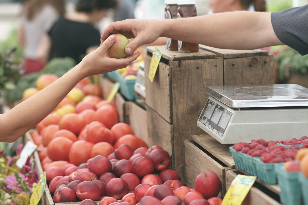 People at a local farmers market