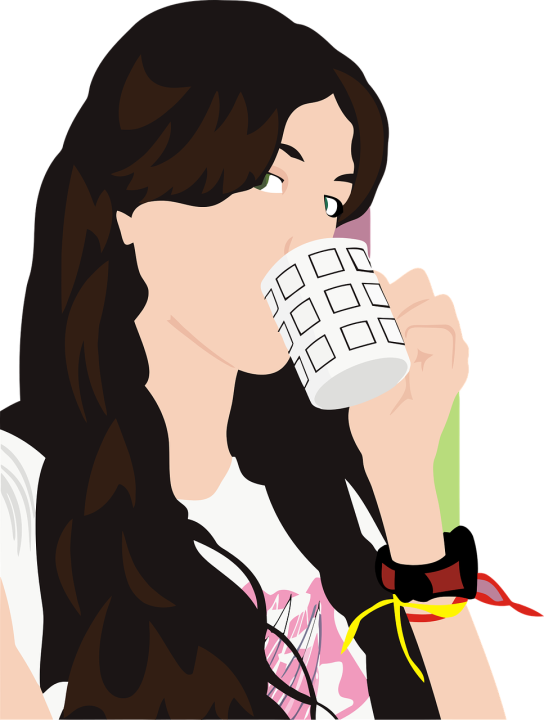 female drinking a cup of bai