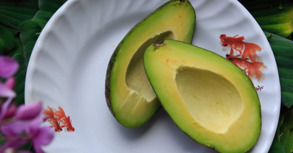 sliced-avocado-fruits-on-round-white-ceramic-plate