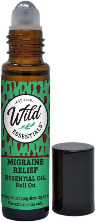 mEssentials Migraine Relief 10ml Essential Oil Roll On, Organic Jojoba Oil, All Natural, Slim Glass Bottle, Premium Stainless Steel Applicator